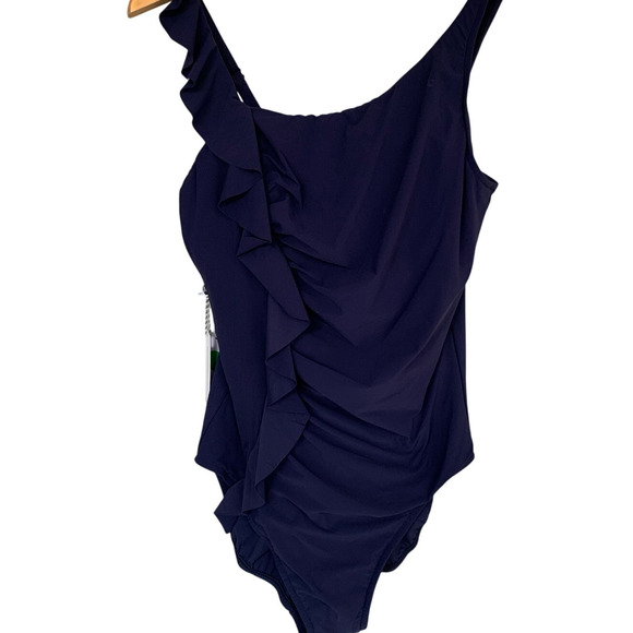 Magicsuit One Piece Women's Size 10 Navy Ruffle Cascade Lexi Beach Poolside NWT - Picture 1 of 6
